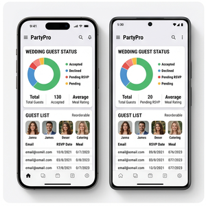 Aplicación RoyalCraft para Planificación de Fiestas – Organizador de Eventos, Lista de Invitados, Invitaciones, Presupuesto e Ideas para Fiestas ios/android - Product Image 3