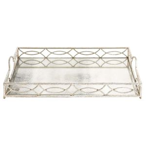 <b>Silver</b> Distressed Iron Serving Tray Decorative Tray - Product Image 2
