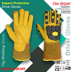 Gants de protection anti-impact non doublés pour conducteur en cuir de chèvre Gants de sécurité pour soudeur dans Keystone Thumb Styled TPR - Product Image 5