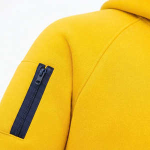 Sweat à capuche zippé pour homme, coupe ample et oversize, couleur jaune vif, manches épaisses, poche zippée, fermeture à cordon de serrage - Product Image 3