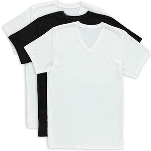 T-shirt de sport imprimé uni en jersey 100 % coton respirant à col en V pour homme, style streetwear, vente en gros, promotionnel - Product Image 6