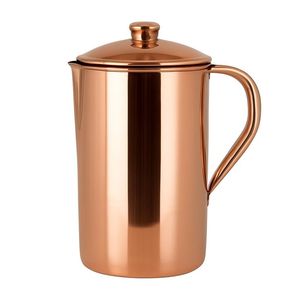 Plane Copper Pitcher With Lid <b>Large</b> Capacity Modern Design Home Drinkware - Product Image 1
