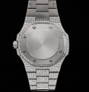 Montre de luxe pour homme en moissanite, cadran rond, affichage de la date, bracelet, mouvement à quartz, cristal saphir, 41 mm - Product Image 2