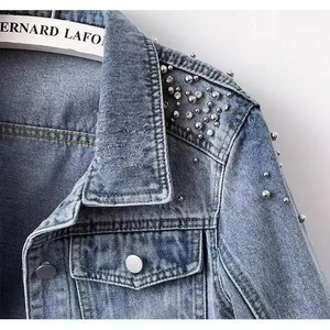 Women's Heavy Embellished Denim <b>Jacket</b> <b>Short</b> Retro Loose Winter Autumn Casual Fashion Coat Button Washed Wholesale 2026 - Product Image 5