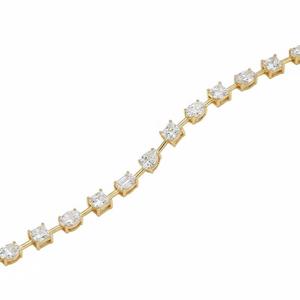 Bracelet tennis en argent sterling 925 avec diamants de laboratoire fantaisie multi-formes et chaîne en or pur 14 carats - Product Image 3