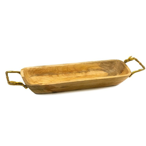 Antique Designer Wooden Food <b>Serving</b> <b>Tray</b> With <b>Gold</b> Metal Bird Accent Table Top Coffee <b>Serving</b> <b>Tray</b> For Hotel Wholesale Supplies - Product Image 6