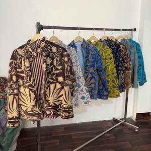 Wholesale Handmade Suzani Velvet Blouson <b>Jacket</b> Floral Embroidery Reversible Design <b>Mandarin</b> <b>Collar</b>-Women's Winter Outerwear - Product Image 1