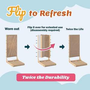 Lot de 2 griffoirs pour chat modernes et élégants, 25,6'' de hauteur, en bois, en forme de L, verticaux, à fixer au mur, pour l'intérieur - Product Image 5