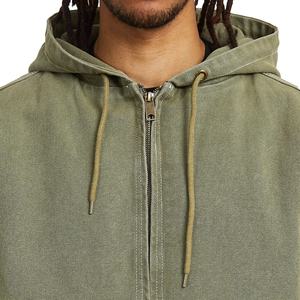 Veste de travail en coton personnalisée en toile de coton travail couleur unie vintage coton délavé veste à capuche pour hommes vente en gros - Product Image 4