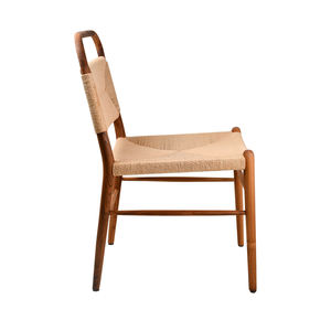Silla de Comedor de Madera de Teca Natural con Asiento de Ratán Tejido – Fabricante de Muebles Modernos de Mediados de Siglo para Cafés, Restaurantes y Hoteles - Product Image 4