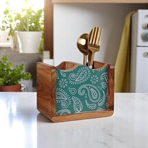 Porte-cuillères en bois imprimé durable, style moderne, vaisselle et couverts multifonctionnels - Product Image 3