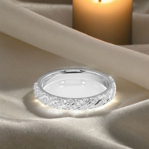 Lujoso anillo de aniversario de diamante Sparks Vista Pave en plata de ley 925 diseño trenzado intrincado joyería fina al por mayor - Product Image 1