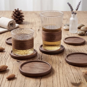 Wholesale ILAHI's Eco-Friendly Brown Square Wooden Coaster Classic Design Tabletop <b>Protective</b> Accessory Customizable Size Home - Product Image 2