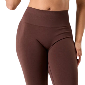 Pantalon évasé taille très haute marron pour femme, extensible, idéal pour le sport, le fitness, le yoga, l'entraînement et les activités sportives, confortable - Product Image 4