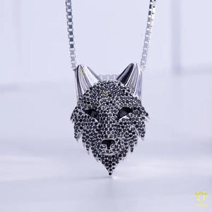 Custom <b>Animal</b> Head Pendant Necklace With Hand Set Stones Luxury Fashion Jewelry For <b>Men</b> And Women - Product Image 5