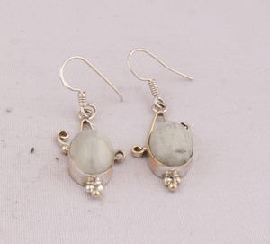 Pendientes de Plata de Ley 925 con Piedra Lunar Arcoíris Natural, Pendientes Colgantes de Piedra Lunar de Fuego Azul para Mujer - Venta al por Mayor de Piedras Preciosas - Product Image 2