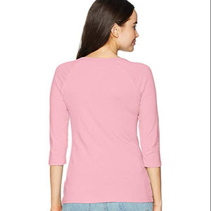 Chemises à manches 3/4 personnalisées pour femmes, T-shirt de fitness pour femmes en coton 100% uni teint personnalisé, T-shirt pour femmes - Product Image 2