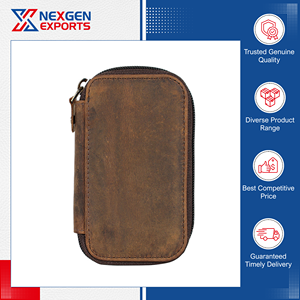 Top Selling Superior Quality Fashion PU Leather <b>Car</b> Key Holder Wallet with RFID Blocking Zipper Closure - Product Image 6