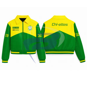 Chaqueta de Carreras Chi Eta Phi Sorority con Cierre de Cremallera, Chaqueta de Carreras Personalizada con Patrón de Llamas de Algodón de Alta Calidad - Product Image 1