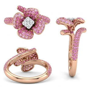 Bijoux OEM Design populaire Meilleure qualité 18 carats or rose massif Diamant naturel Bagues de cocktail princesse pour femme - Product Image 3