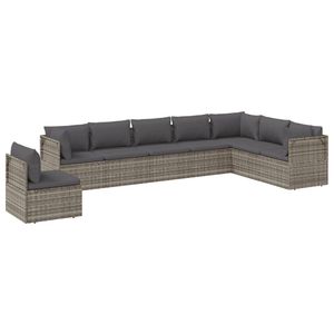 Set da salotto con Patio in Poly Rattan grigio 8 pezzi con cuscini Set da giardino - Product Image 3