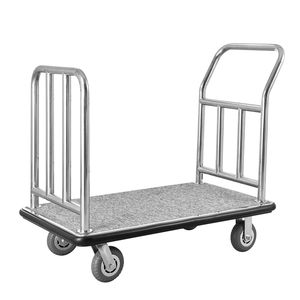 Chariot de bagages de luxe pour hôtel, capacité 750 LBS, avec cadre avant amovible, plateau moquetté gris, chariot de service, capacité de charge 750 LBS, modèle Deluxe - Product Image 1