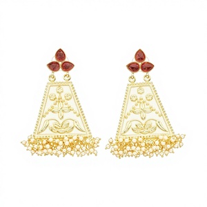 ต่างหูคลาสสิคชุบทอง 8644 สีม่วง - Product Image 1