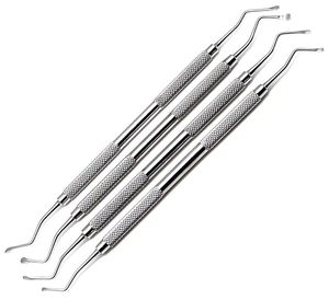 Cureta ósea Lucas de doble punta, con mango hueco dentado, para cirugía periodontal, agarre ergonómico, aprobada por CE e ISO - Product Image 1