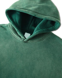 Sweat à capuche délavé pour homme, en mélange de coton, style vintage, épais, décontracté, streetwear, pour le quotidien - Product Image 5