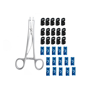 Applicateur de clips pour cuir chevelu Raney de qualité supérieure et 30 clips bleus/noirs en acier inoxydable pour neurochirurgie, instruments chirurgicaux certifiés CE et ISO - Product Image 1