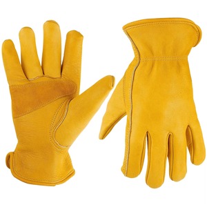 Yellow Leather Work <b>Gloves</b> Durable Outdoor Casual Style Four Seasons Use Leather <b>Gloves</b> For <b>Man</b> - Product Image 3