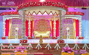 Telugu mariage Mandap et décor de scène sud-indien mariage Mandap et décoration de scène indien doré sculpté mariage Mandap scène Royaume-Uni - Product Image 6
