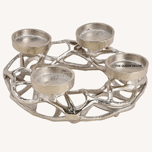 Ensemble de deux porte-bougies en métal antique finition or, éclairage d'intérieur, qualité exclusive, porte-bougies pour la maison et le jardin - Product Image 3