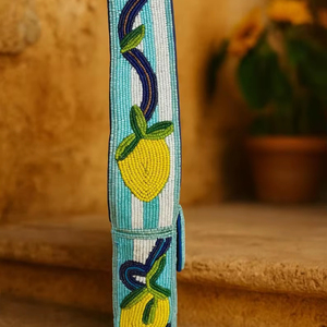 Sac à bandoulière perlé, Sac citron, Sac Côte Amalfi, Sac à main thème italien, Sac d'été, Sacs imprimés citron - Product Image 1