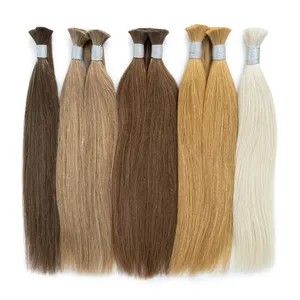 Human Hair Wefts Long Straight Brown <b>Blonde</b> for Color 100% Unprocessed Hair Bulk Customize Size Silk Base Transparent HD - Product Image 1