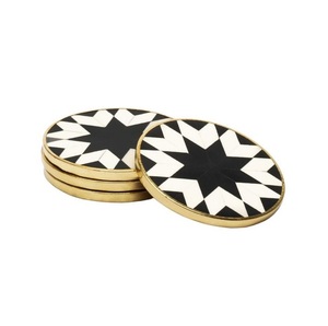 Minimalist Square <b>White</b> Inlay <b>Coasters</b> Set Bulk Wholesale Polished Tabletop Protection Mat Luxury Modern Eco-Friendly <b>Coasters</b> - Product Image 5