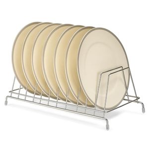 Stainless Steel Modern Standing Heat Resistant Durable Vertical Plate <b>Rack</b> Organizer 12 Plate Countertop <b>Dish</b> Bakeware Stand - Product Image 5