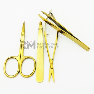 Pinzas Profesionales RMI de Acero Inoxidable con Punta Dorada para Cejas, Tipo Tijera, Lavables, Duraderas, con Logotipo Personalizado - Product Image 5