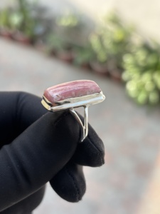 Rare Natural Rhodochrosite octagon Classic Wedding <b>Ring</b> 925 Sterling Silver <b>Indian</b> Handmade Wholesale Jewelry Manufacturer - Product Image 3