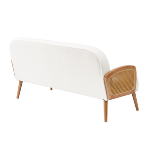 Canapé moderne une place en teck massif de haute qualité avec rembourrage en mousse et rotin tressé pour appartement et villa - Product Image 4