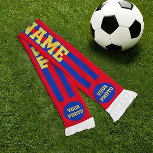 ผ้าพันคอยาวออกแบบเองสำหรับแฟนคลับฟุตบอล พิมพ์ลายทีมฟุตบอล ผ้าถักแฟชั่นสำหรับผู้ชาย วัสดุอะคริลิก 100% - Product Image 2