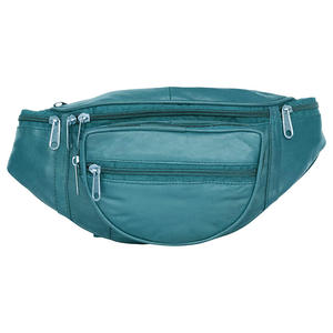Unisex Teal Microfiber Waist Bag With Zipper Closure For Daily Use - Product Image 2
