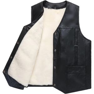Gilet de motard en similicuir pour homme, coupe traditionnelle, conçu pour un confort au quotidien et un look moto intemporel et épuré. - Product Image 2