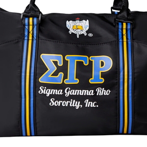 Sigma Gamma Rho Duffel Bag Travel Gym Bag Women Blue <b>Gold</b> Stripe Shoulder Bag Stylish Durable - Product Image 2