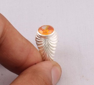 Natural Amethyst Bezel Setting Classic <b>Band</b> Ring 925 <b>Sterling</b> <b>Silver</b> Women's Genuine Five Stone Orange Gemstone <b>Wedding</b> Party - Product Image 4