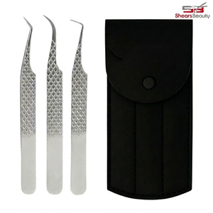 Pinzas para Extensión de Pestañas con Puntas de Fibra, Agarre Nano Profesional, 90 y 45 Grados, Acero Inoxidable para Extensión de Pestañas Rusas - Product Image 5