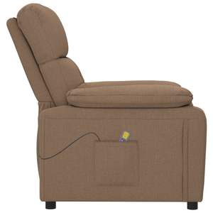 Grand fauteuil de massage en tissu marron, bois et métal - Product Image 4