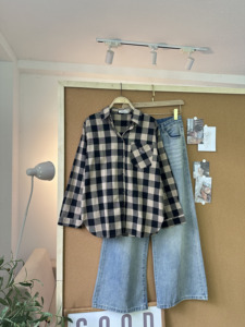 Chemise en flanelle à carreaux surdimensionnée pour femme SUBICI L9106, manches longues, boutonnée, chemisier décontracté, fournisseur en gros OEM ODM - Product Image 3