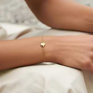 New Arrival <b>Solid</b> 925 Sterling <b>Silver</b> 18K Gold Plated 10mm Puffy Heart Chain <b>Bracelet</b> For Women Delight Luxury Jewelry Supply - Product Image 1