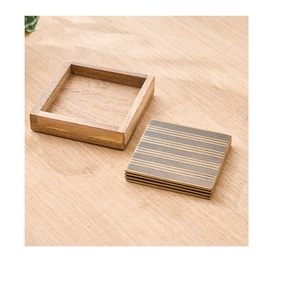Wooden Coasters <b>Set</b> with Tree Design Square Non-Slip Mats Eco-Friendly for Table Decoration Classic Style - Product Image 4